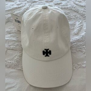 Tory Burch White Baseball Cap with Black Logo